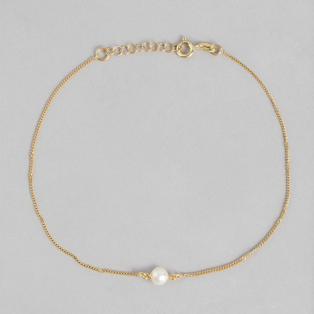 Gold-Plated & Pearl 925 Sterling Silver Chained Anklet