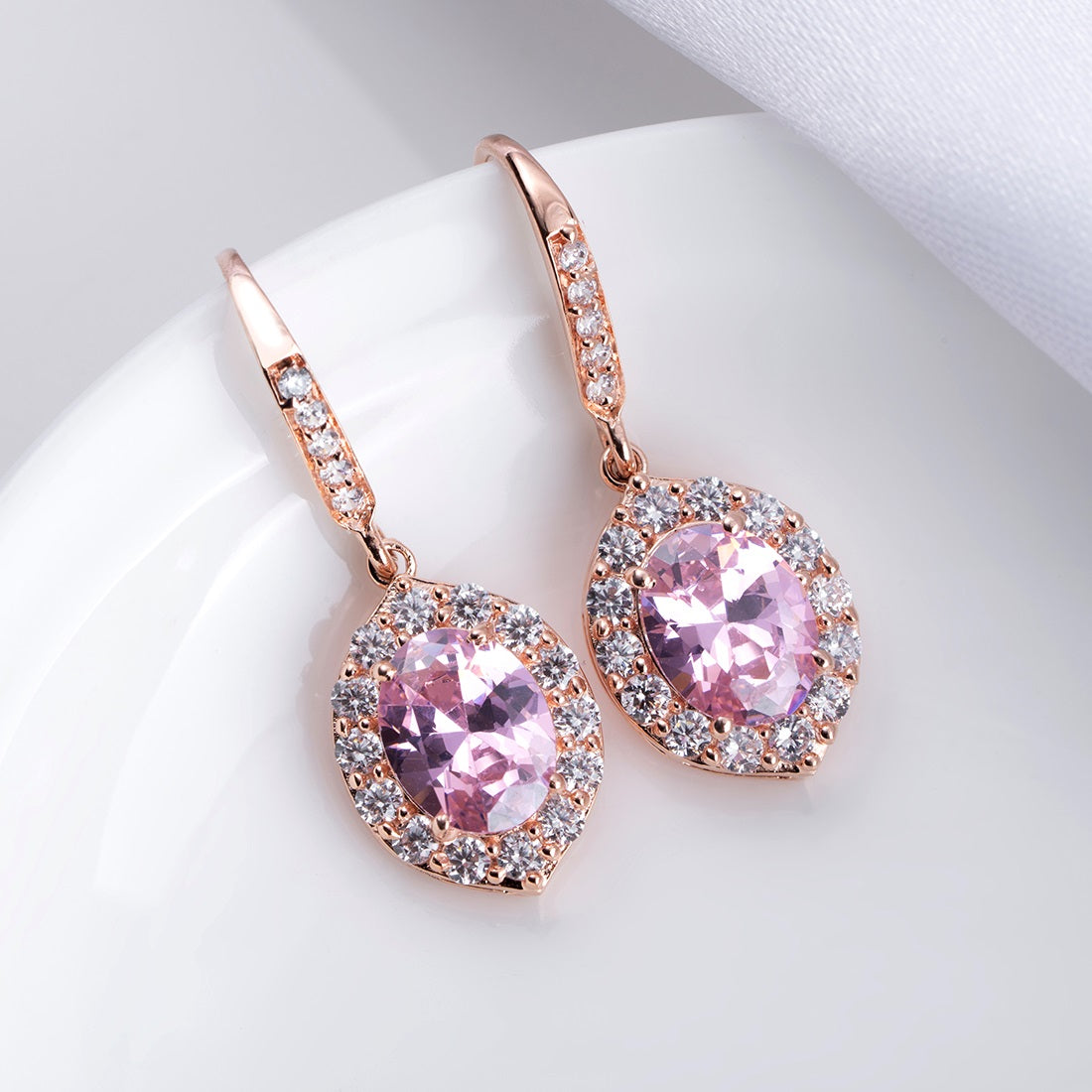 Enchanted Blossoms Colored CZ Rose Gold-Plated 925 Sterling Silver Drop Earrings