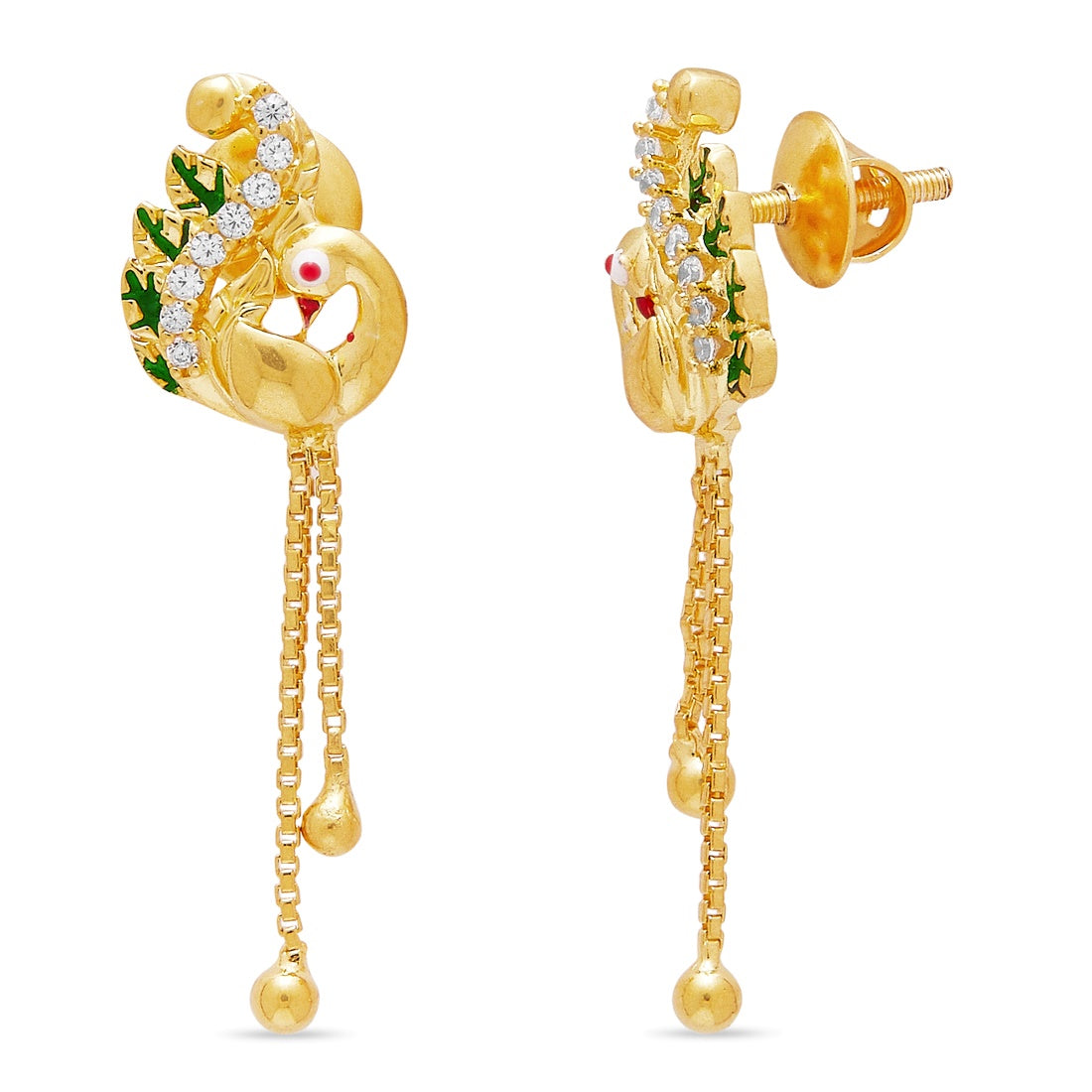 Regal Plumage 925 Sterling Silver Gold-Plated Peacock Earrings