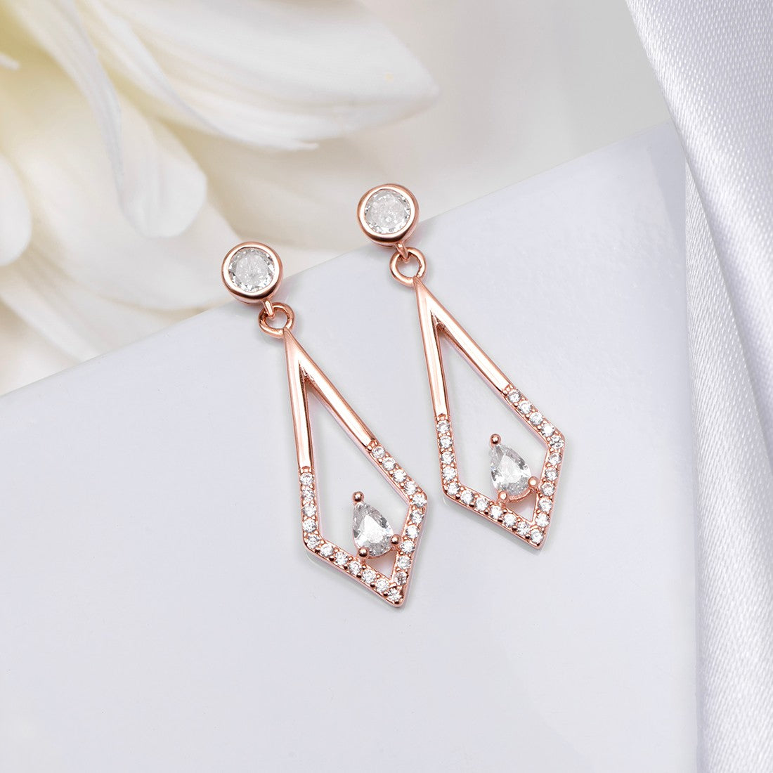 Abstract Elegance Rose Gold Plated 925 Sterling Silver Abstract Stud Earrings