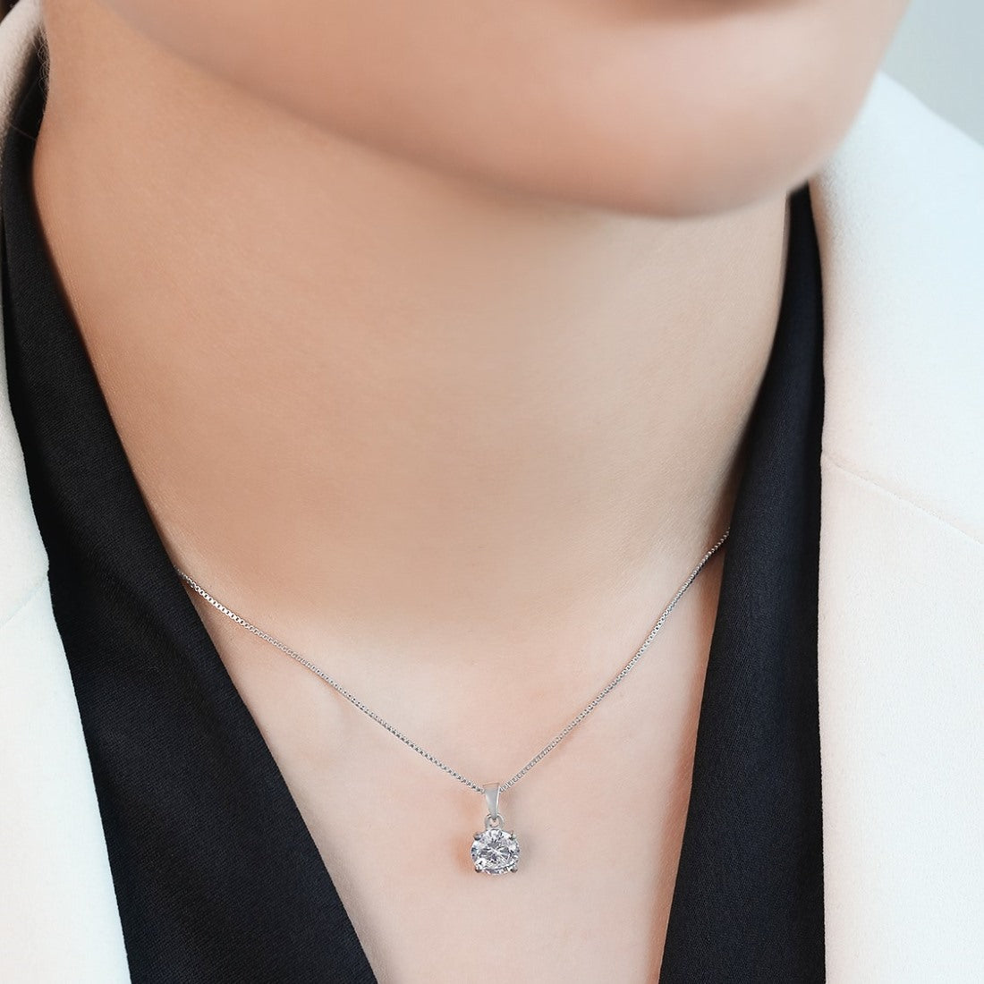 Solitaire 925 Silver Necklace Chain