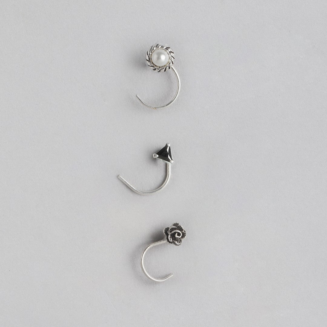 Set of 3 925 Sterling Silver Nath Combo