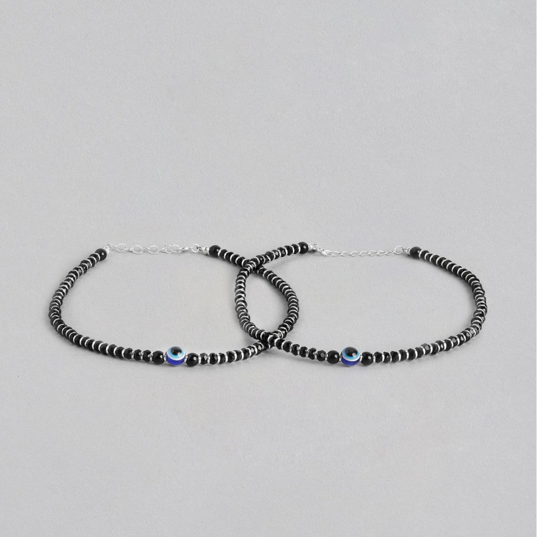 Evil Eye Beads 925 Sterling Silver Anklets