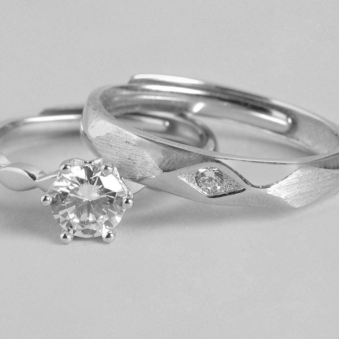 Eternally Bound Couple Rings 925 Silver Rings - Valentines Edition With Gift Box (Adjustable)