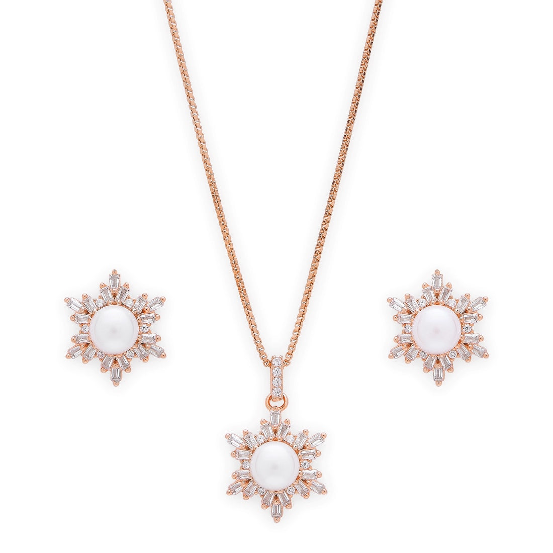 Snowflake Elegance Rose gold Plated 925 Sterling Silver Jewelry Set