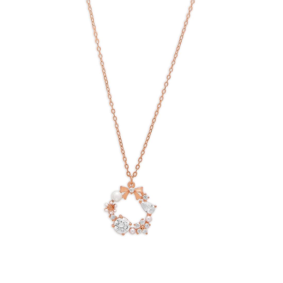 Ethereal Bloom 925 Sterling Silver Rose Gold-Plated Necklace