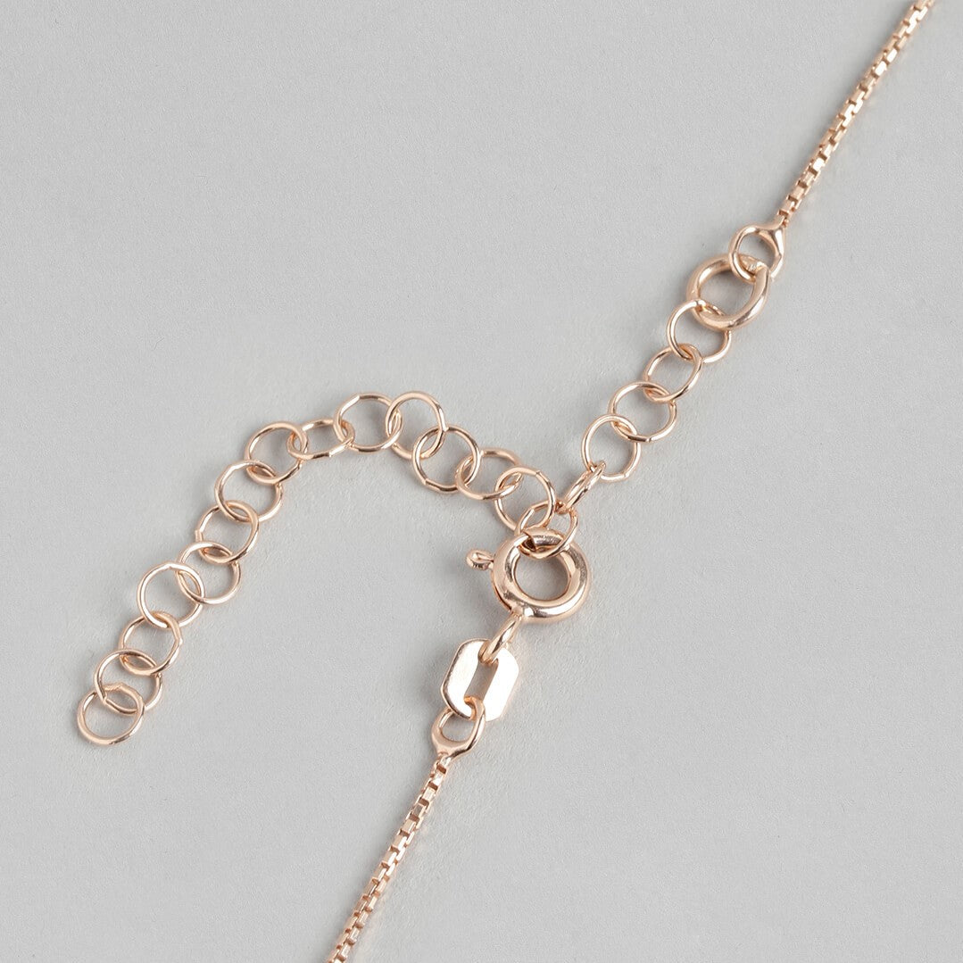 Radiant Bloom Solitaire 925 Silver Necklace in Rose Gold Gift Hamper