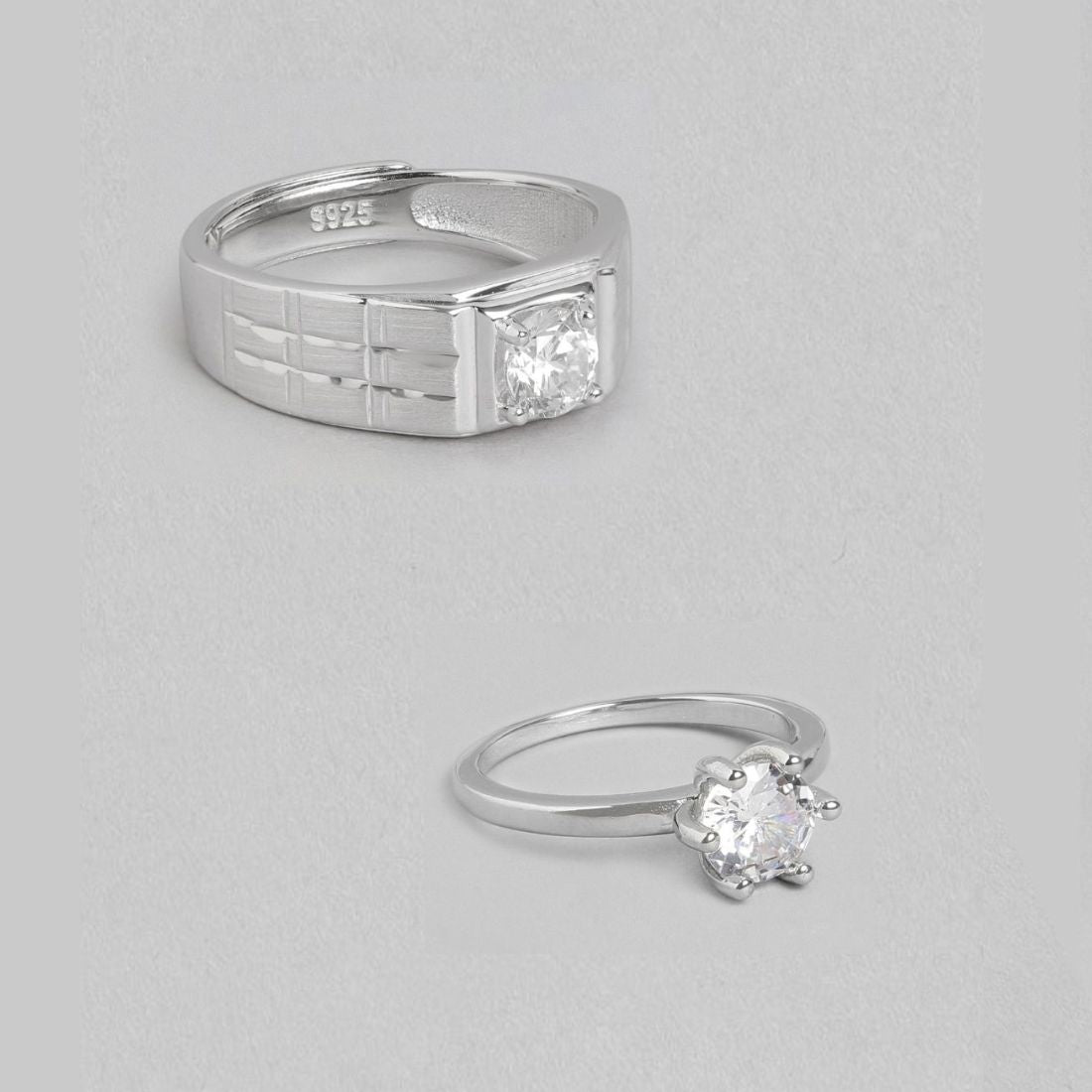 Endless Devotion Rhodium-Plated 925 Sterling Silver Couple Ring