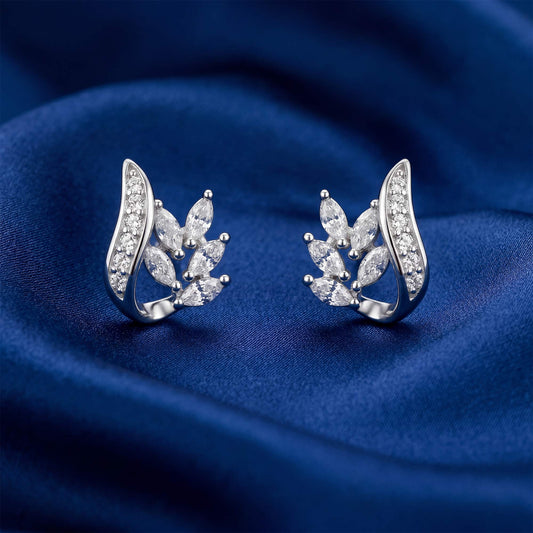Classic Rhodium Plated 925 Silver Stud Earring
