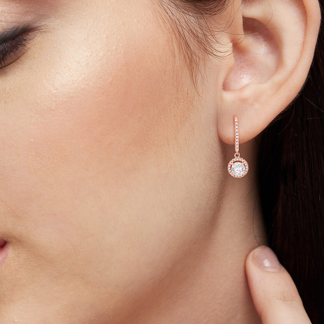 Rose Gold Radiance Love - Infinity & Solitaire Earrings Sterling Silver Combo