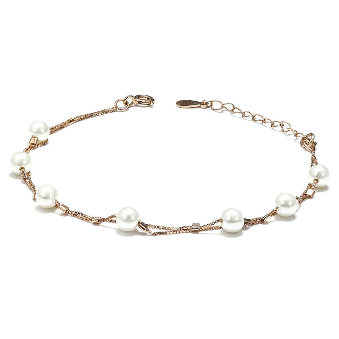 Victoria Freshwater Pearl 925 Silver Bracelet in Rose Gold