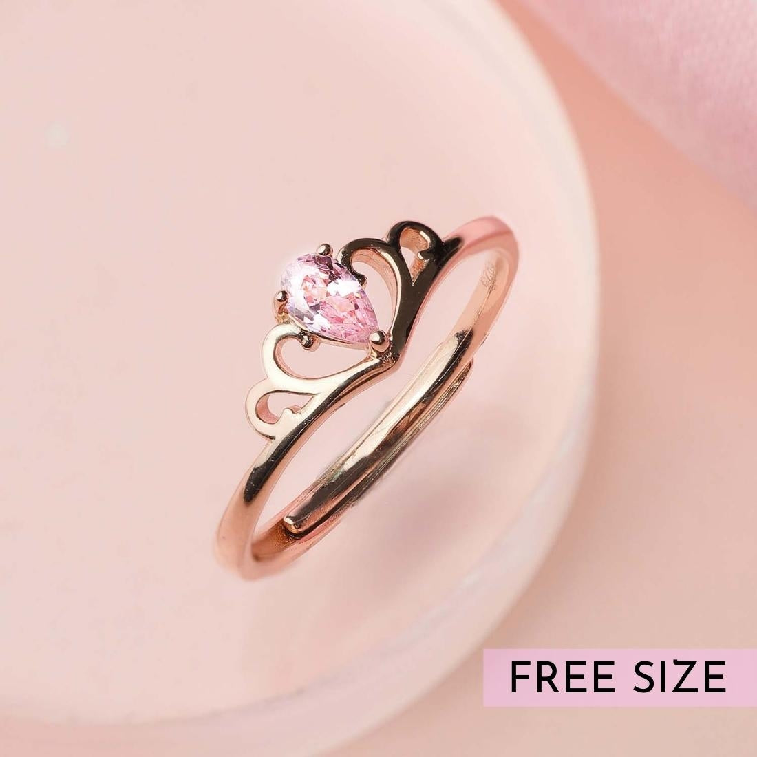 Pink Princess 925 Silver Ring in Rose Gold (Adjustable) - Valentine's Gift  – Zavya