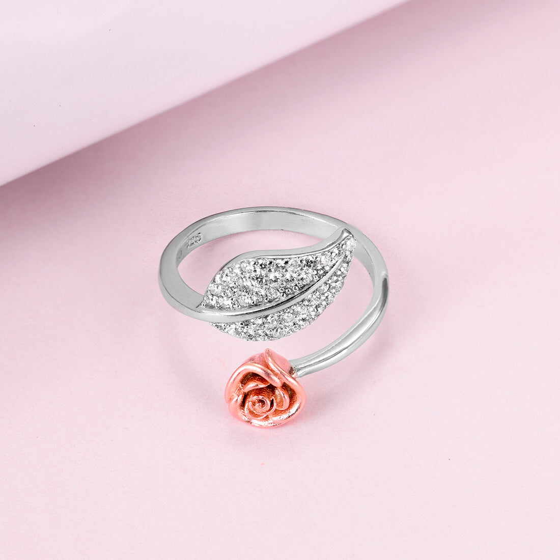 Rose Leaf 925 Silver Ring (Adjustable)