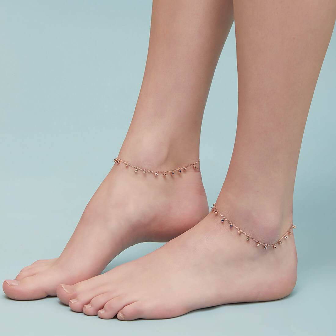 Colors of Life in Rose Gold 925 Sterling Silver Anklets