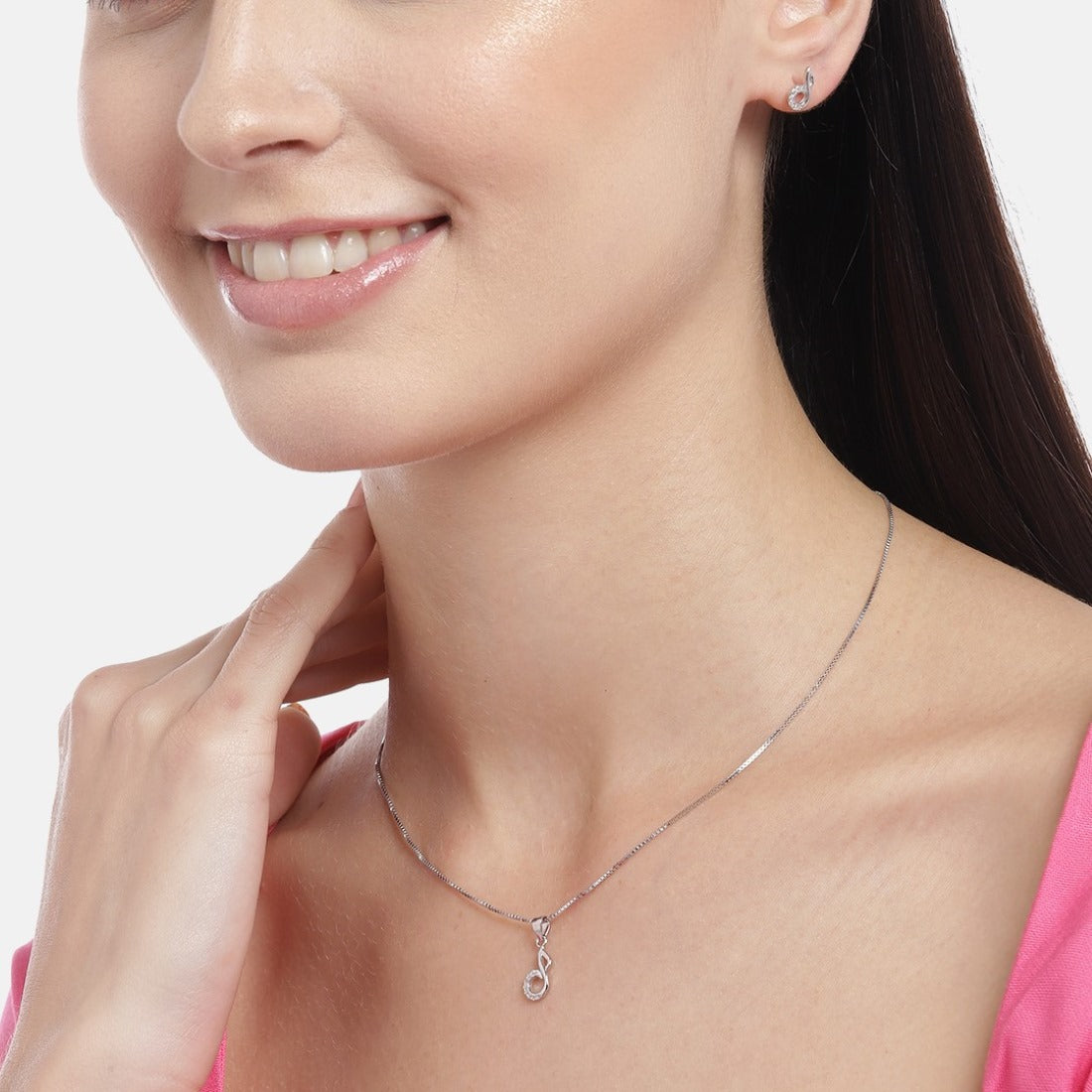 Abstract Allure Rhodium-Plated CZ 925 Sterling Silver Jewelry Set