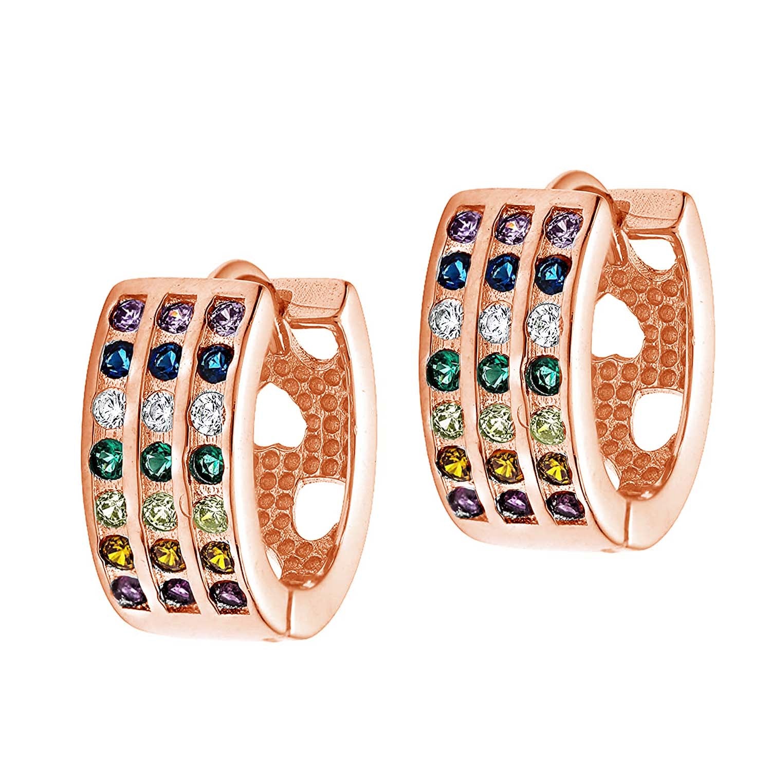 Color me pretty Rose Gold Huggie 925 Silver Earrings