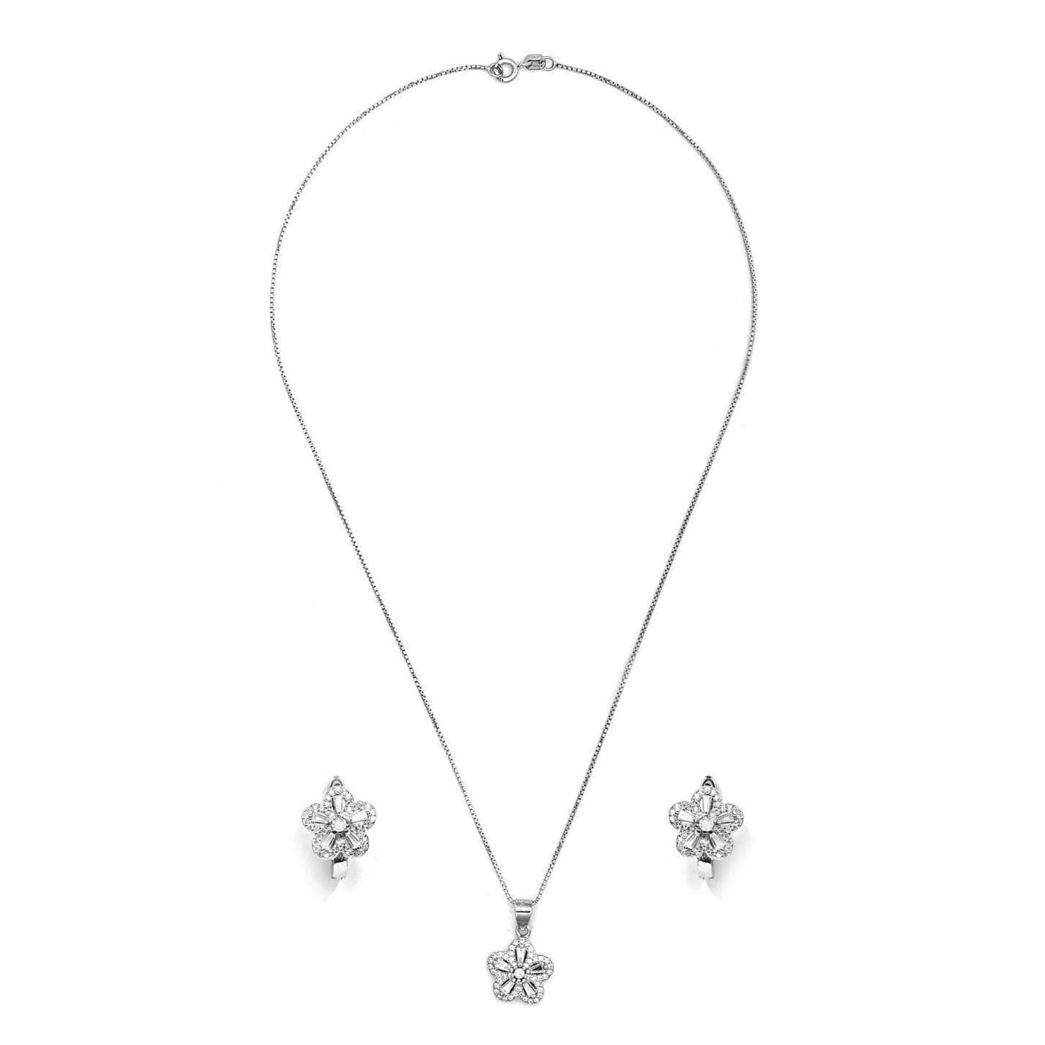 Blooming Harmony Floral 925 Silver Jewellery Set