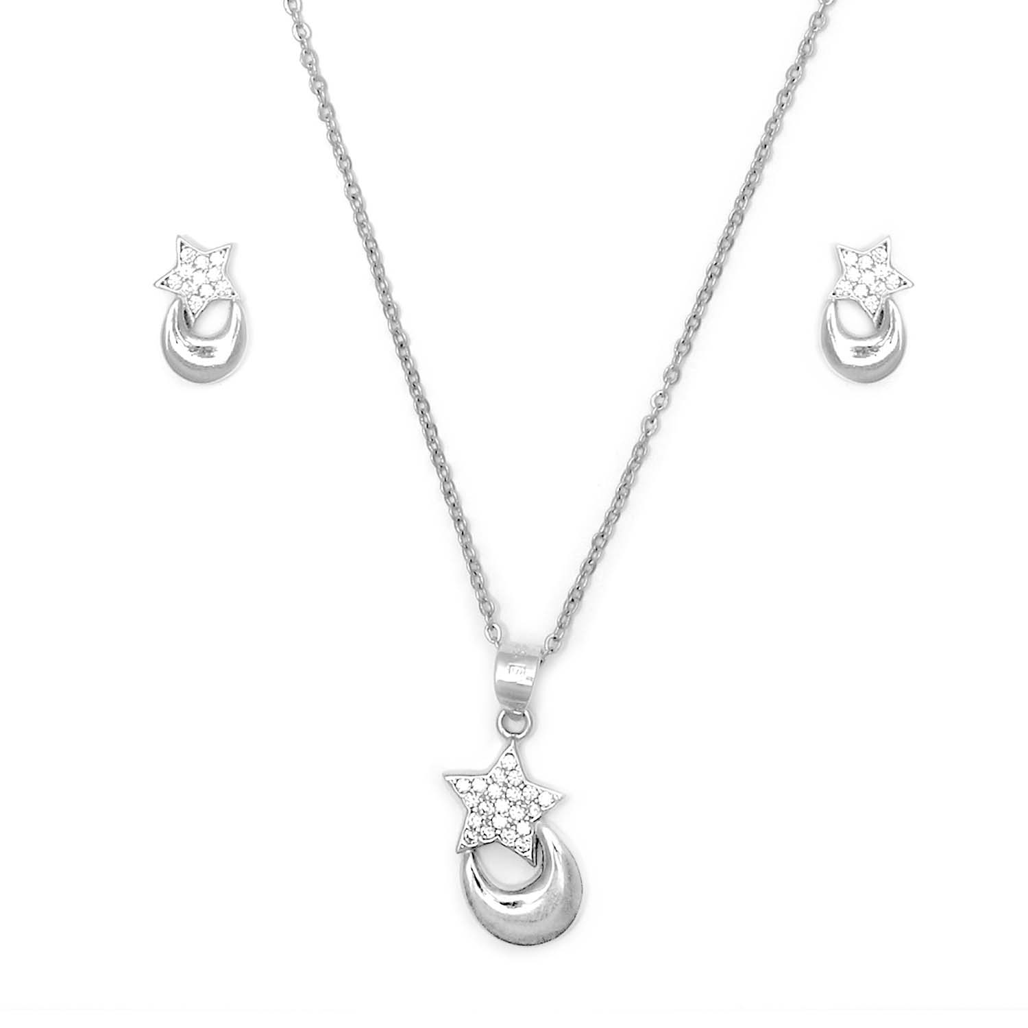 Star & Moon 925 Silver Jewellery Set