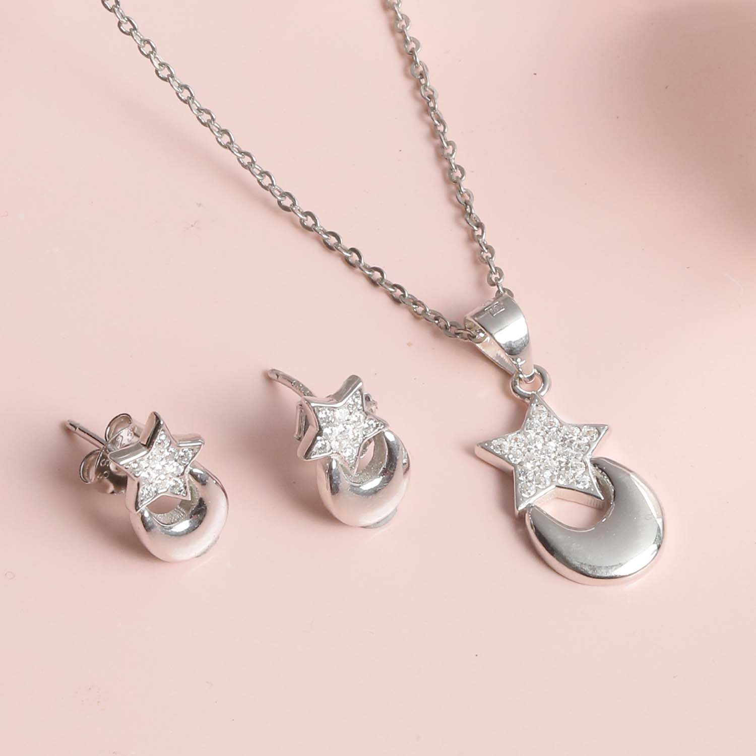 Star & Moon 925 Silver Jewellery Set