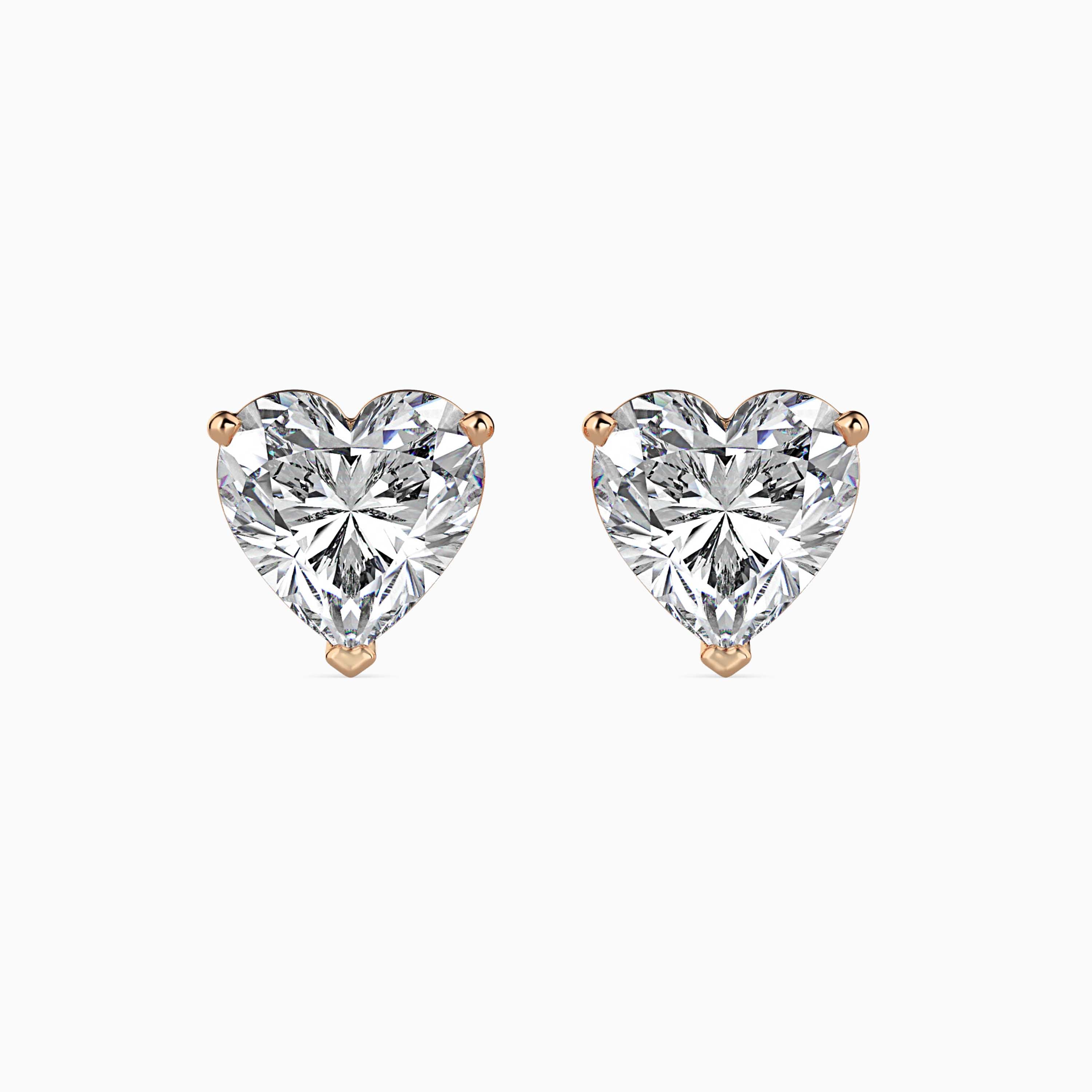 Heart Solitaire Gold Stud Earring