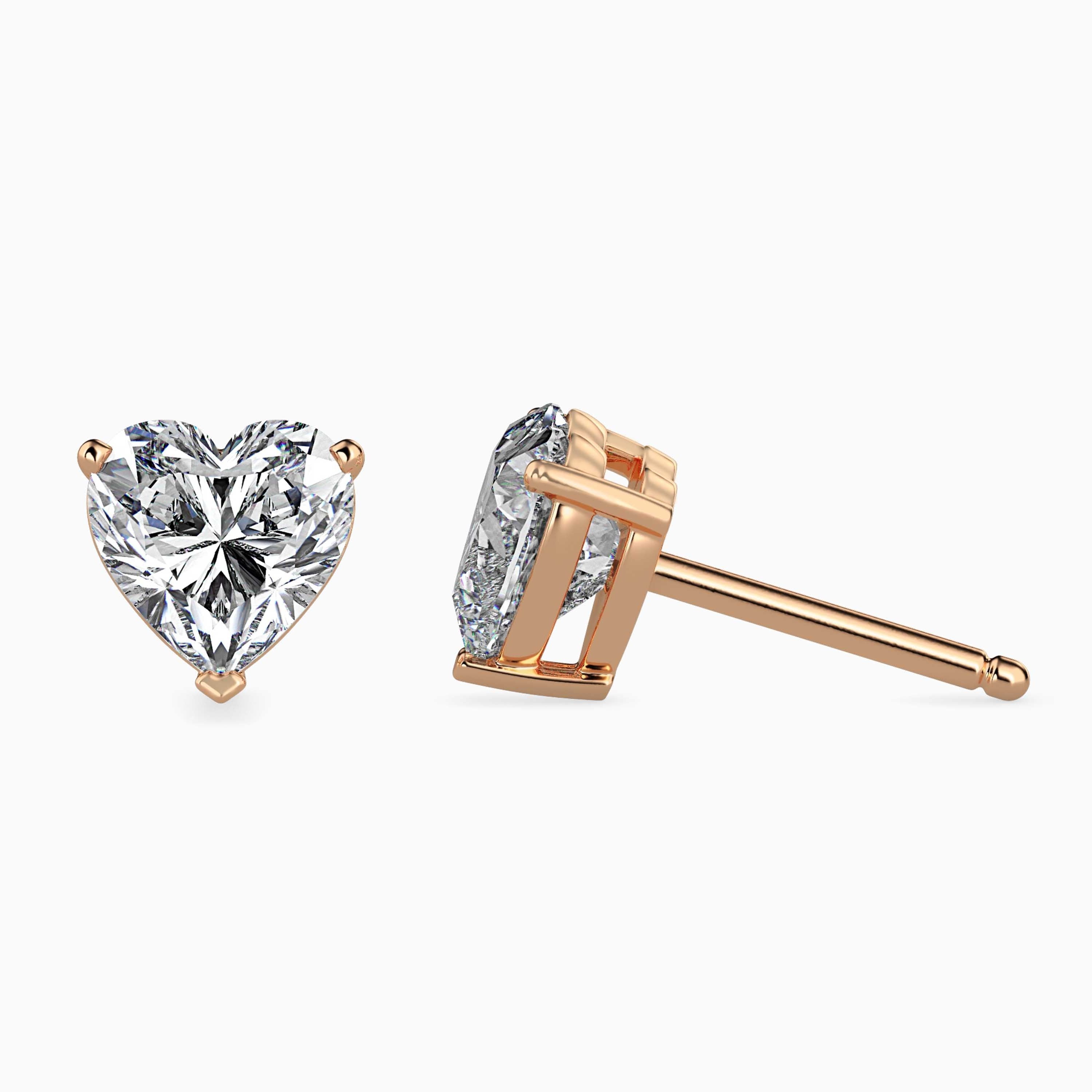 Heart Solitaire Gold Stud Earring
