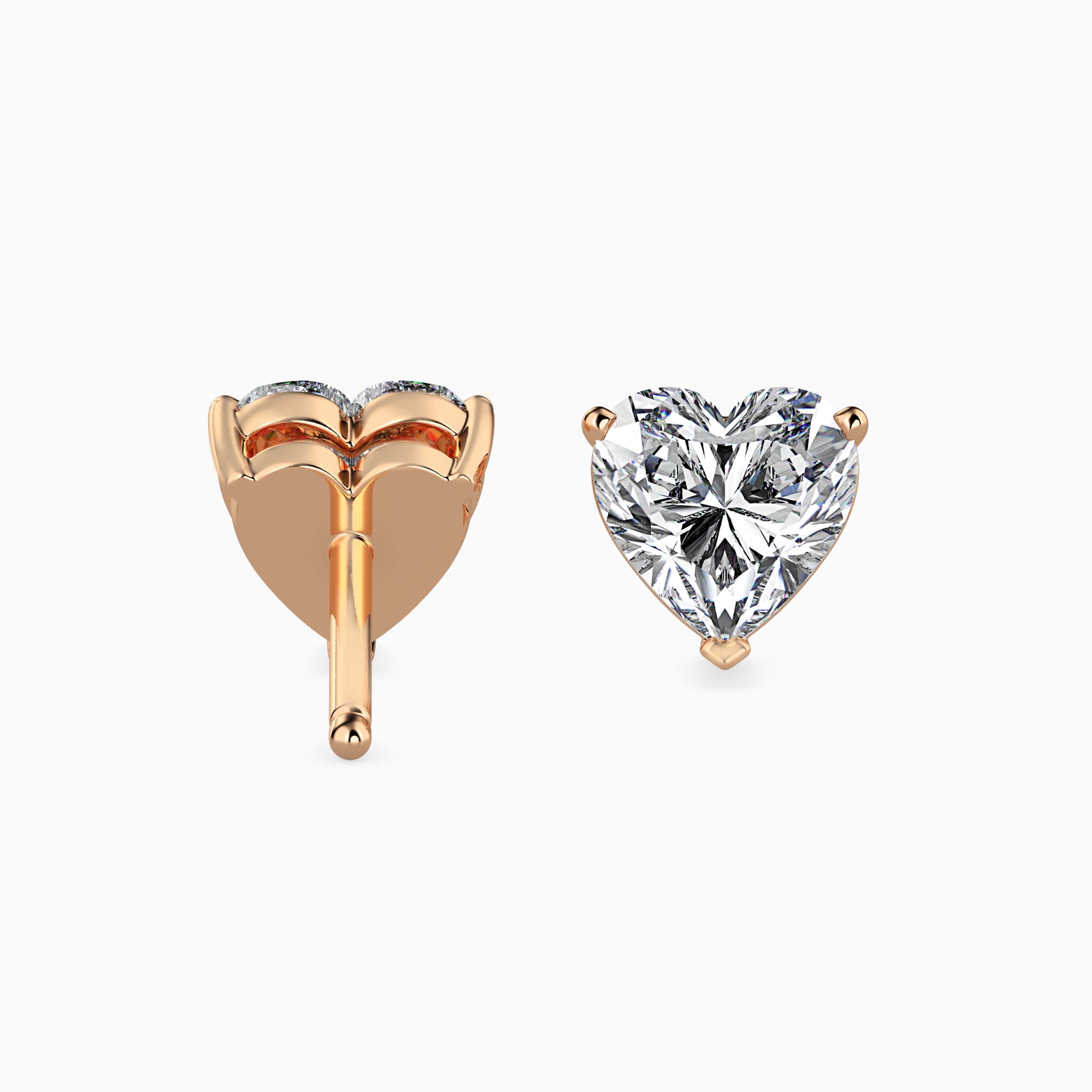 Heart Solitaire Gold Stud Earring