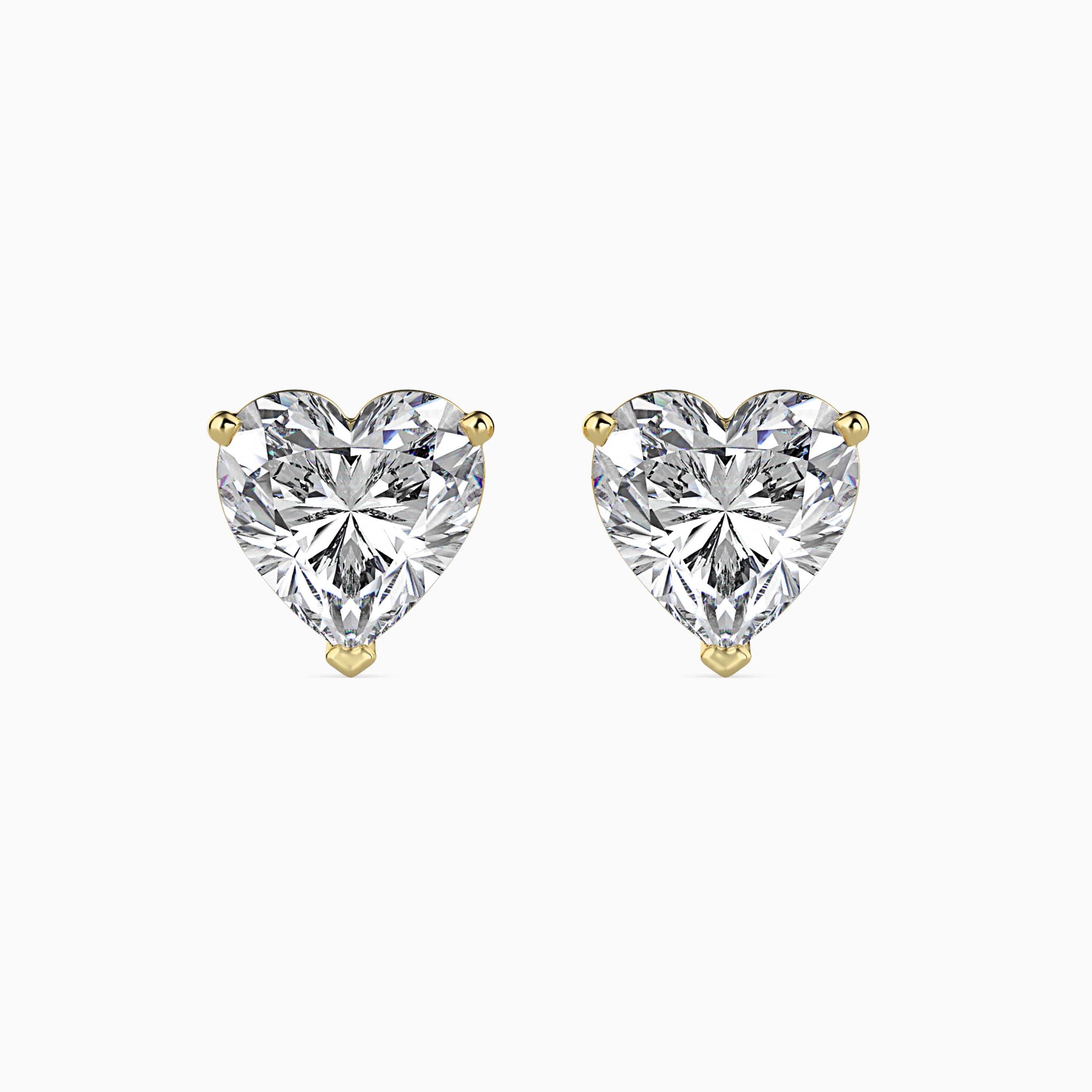 Heart Solitaire Gold Stud Earring
