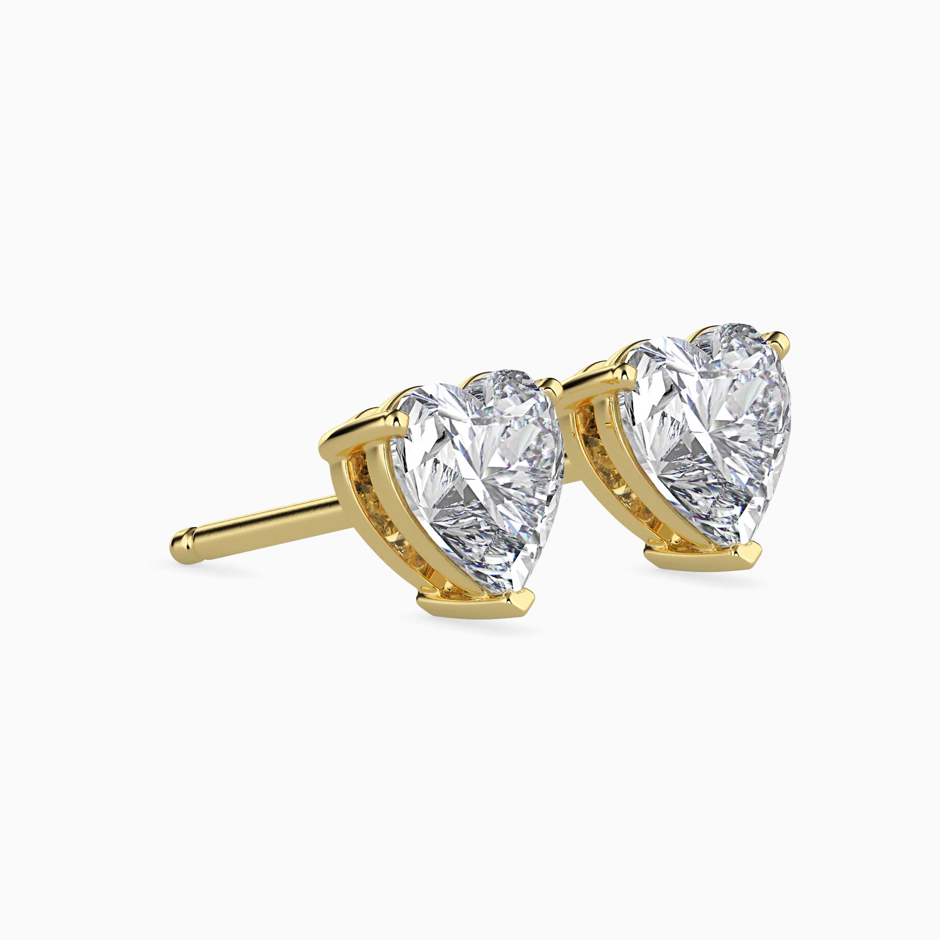 Heart Solitaire Gold Stud Earring