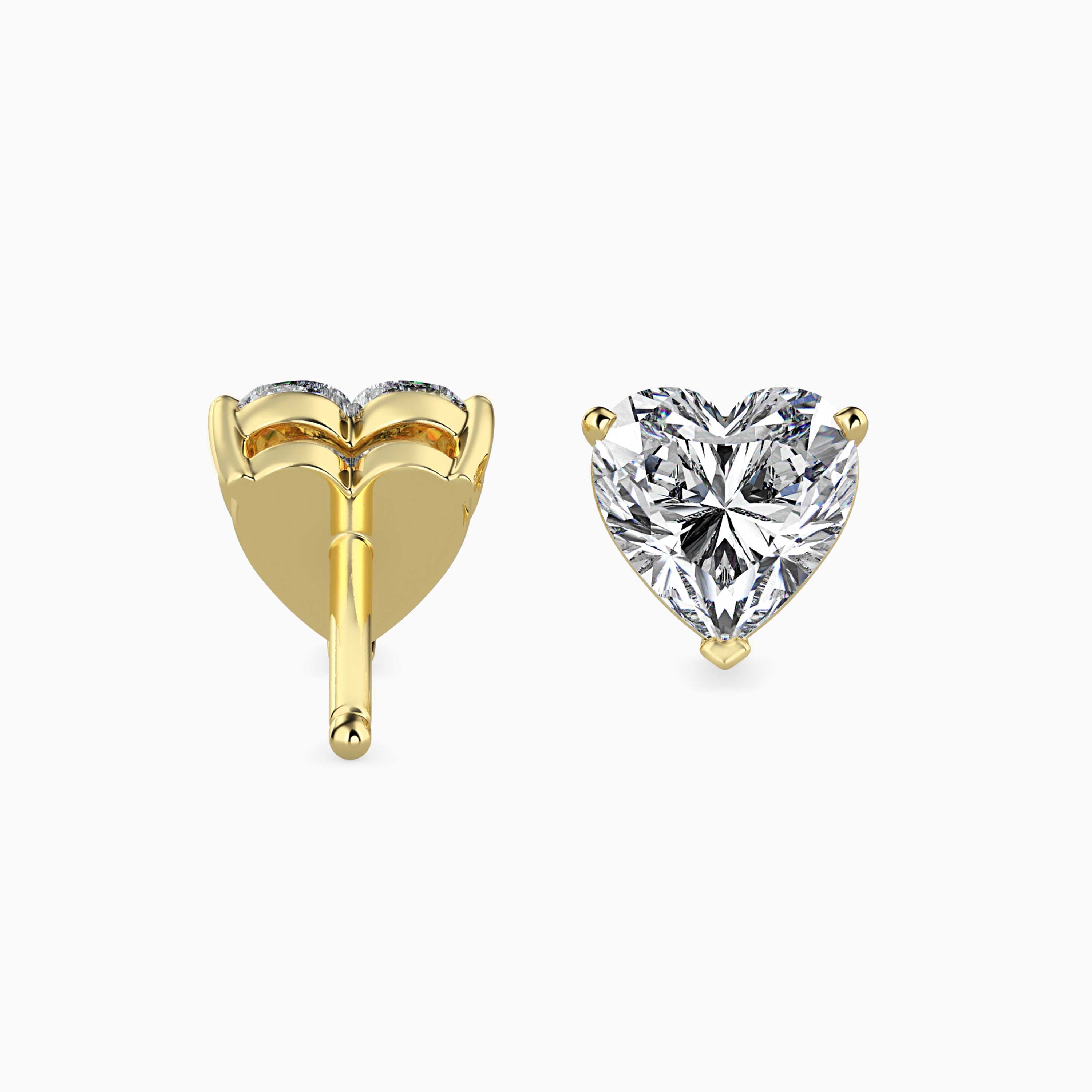 Heart Solitaire Gold Stud Earring