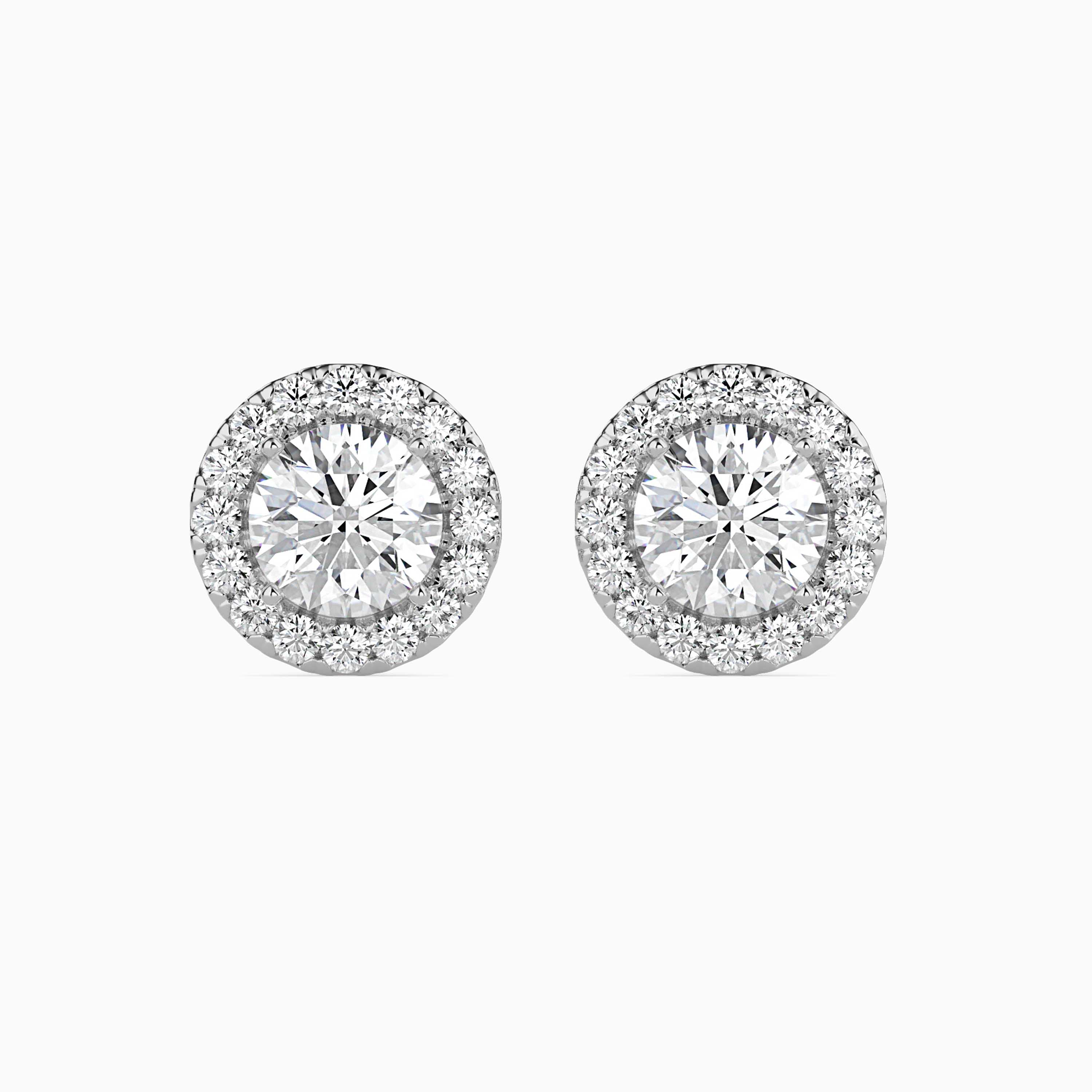 Solitaire Halo Gold Earrings with Lab-Grown Diamonds