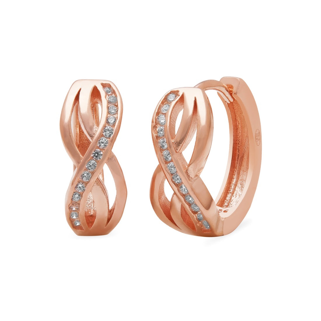 Radiant Hoops 925 Sterling Silver Rose Gold-Plated Earrings