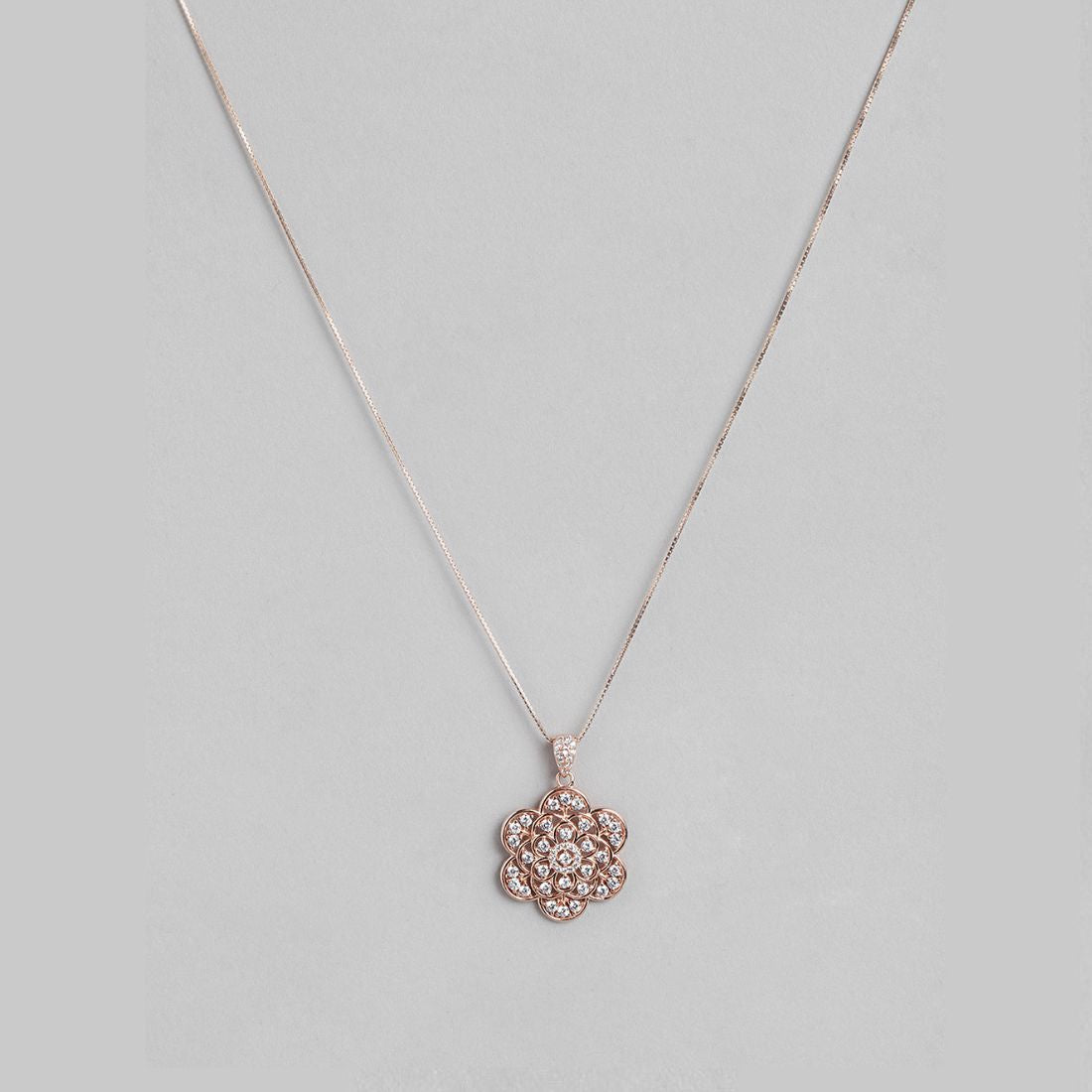 Radiant Charm 925 Sterling Silver Rose Gold Plated CZ Pendant