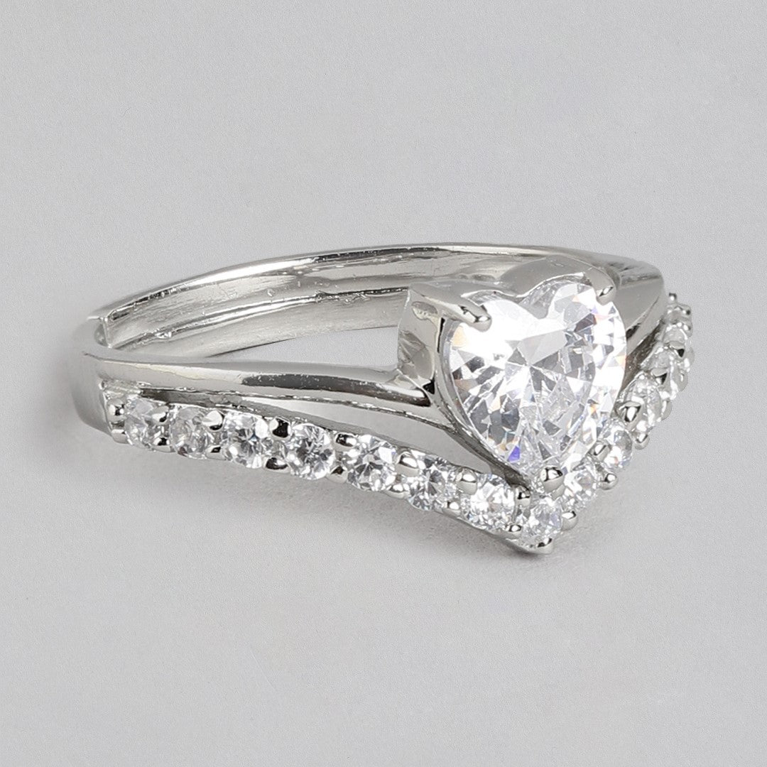 Eternal Love Radiance Rhodium-Plated 925 Sterling Silver Combo Ring