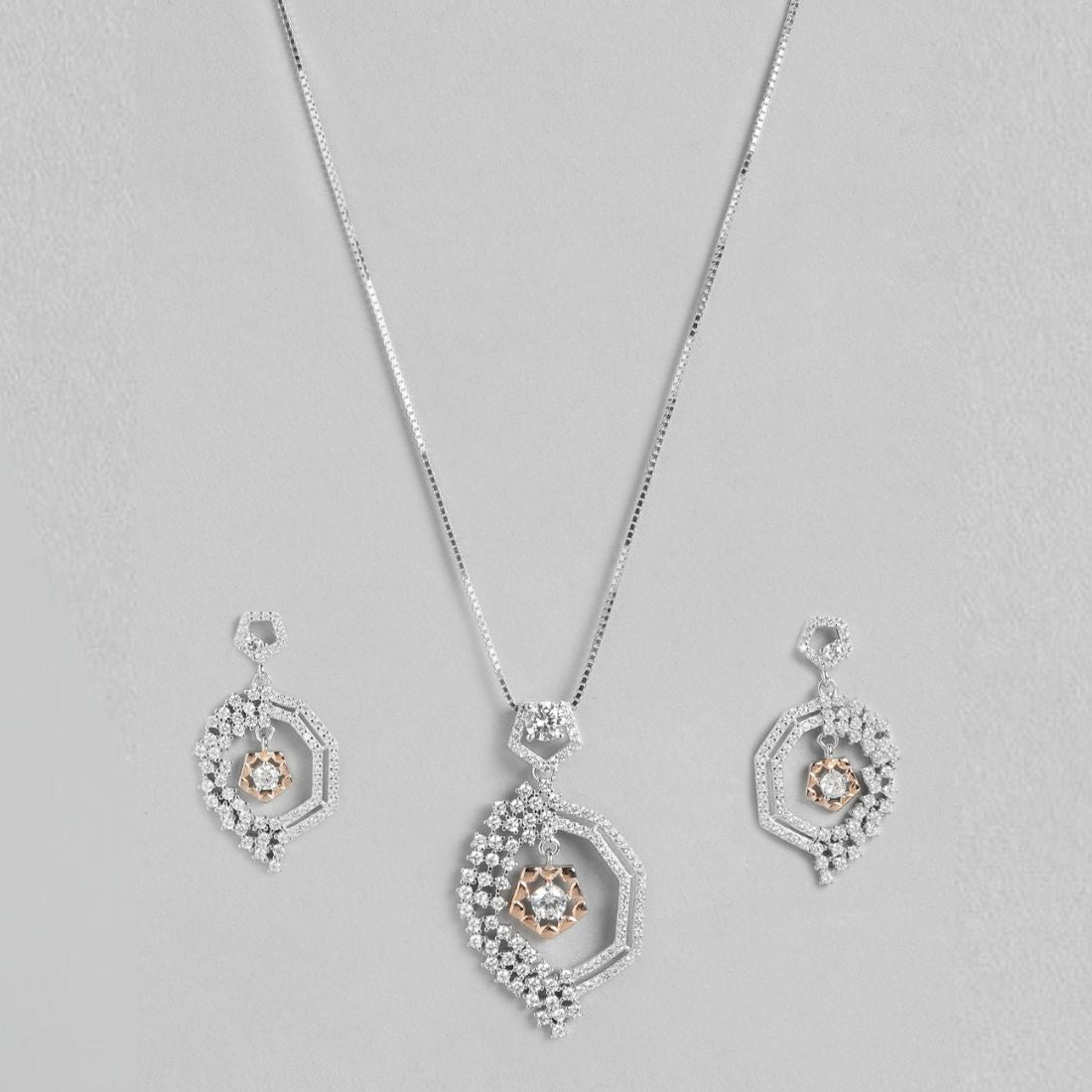 Dual Radiance Brilliance Dual Tone-Plated 925 Sterling Silver Jewelry Set