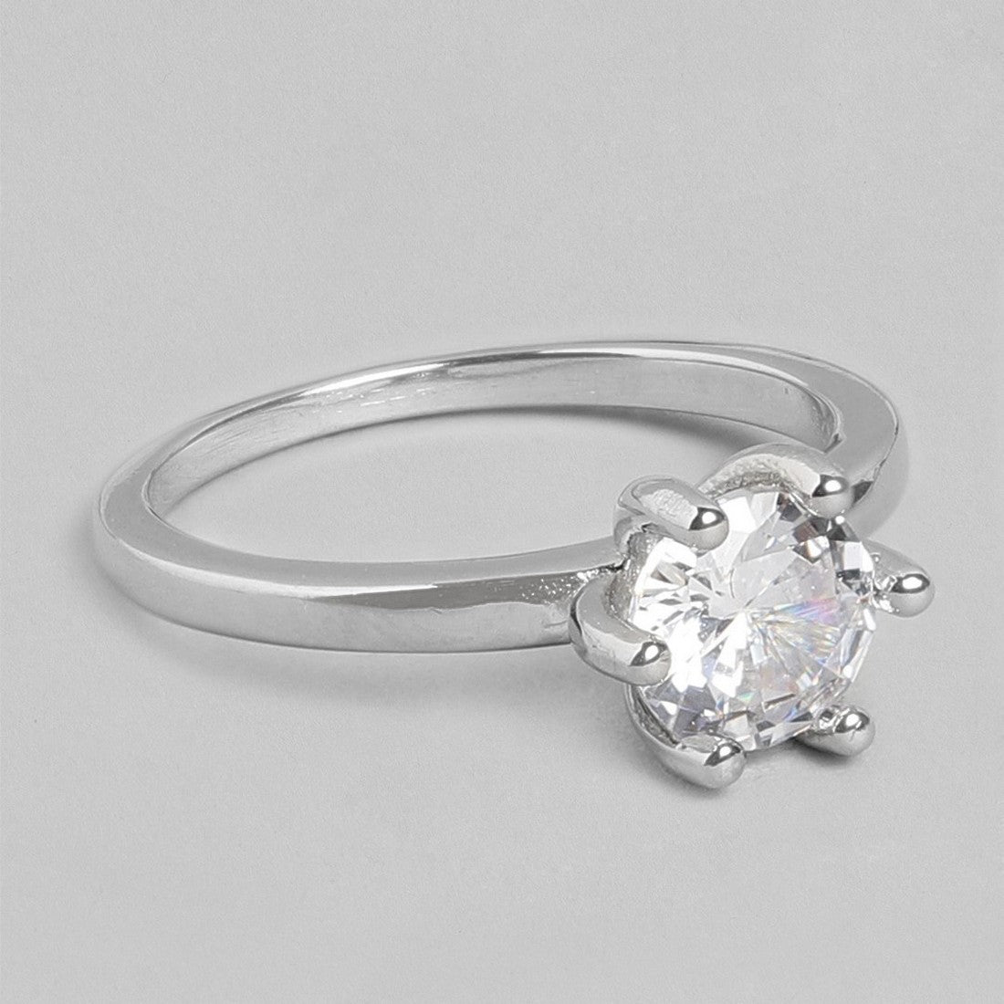 Classic Solitaire 925 Silver Ring (Adjustable)