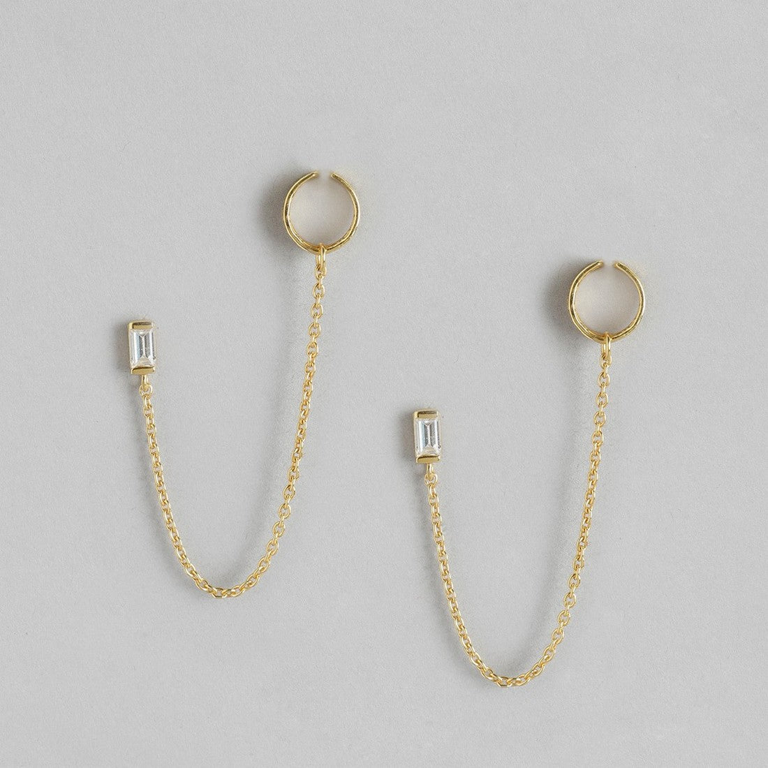 Hanging CZ Gold Plated 925 Sterling Silver Two Way Earrings – Zavya