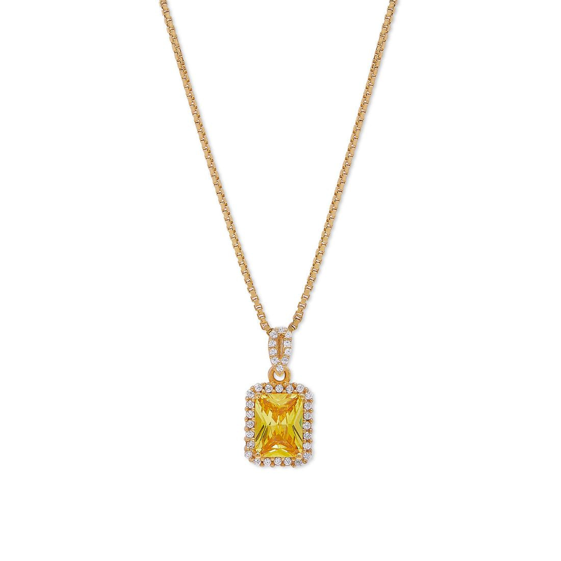 Golden Radiance 925 Sterling Silver Gold-Plated CZ Pendant with Chain