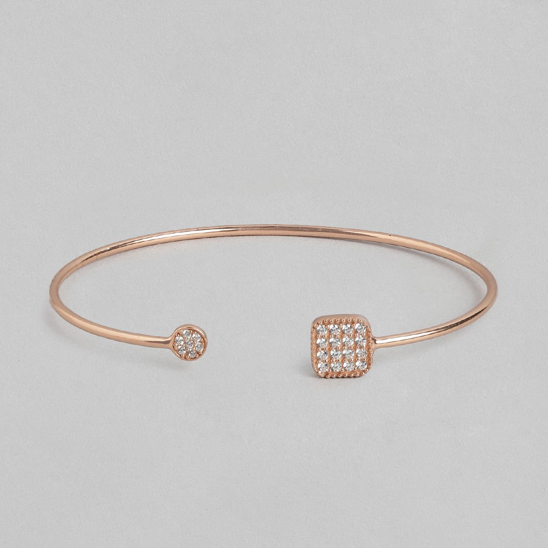 Rose Gold Radiance: Sterling Silver Bracelet with Cubic Zirconia