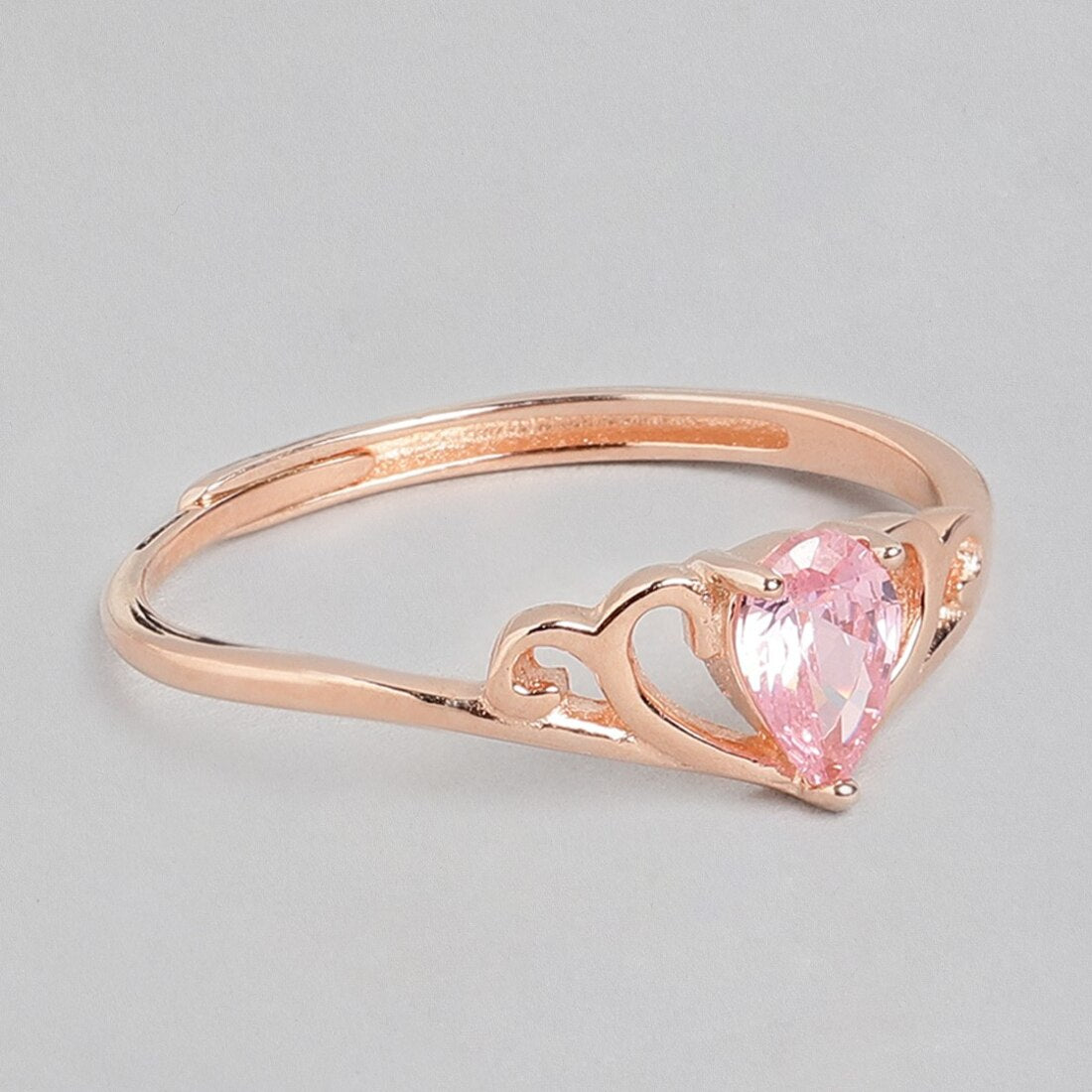 Pink Princess 925 Silver Ring in Rose Gold (Adjustable)
