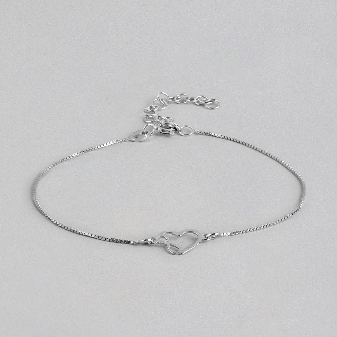 Heartfelt Infinity Rhodium-Plated 925 Sterling Silver Bracelet