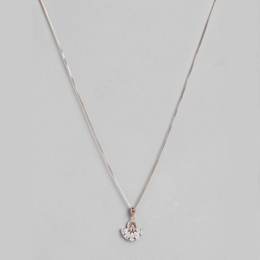 Radiant Bloom Rose Gold-Plated Cubic Zirconia 925 Sterling Silver Pendant