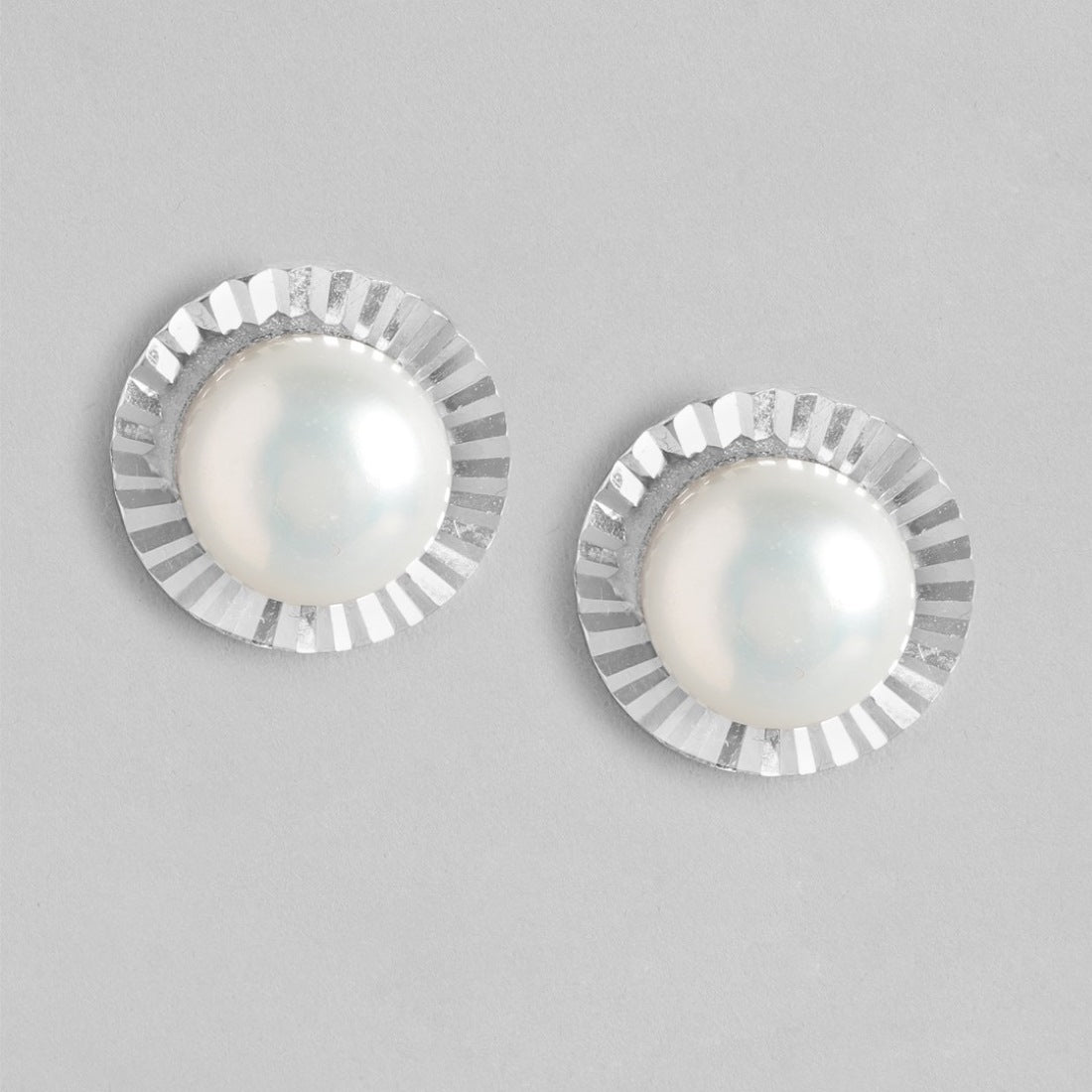 Pearlescent Radiance Rhodium-Plated 925 Sterling Silver Earrings