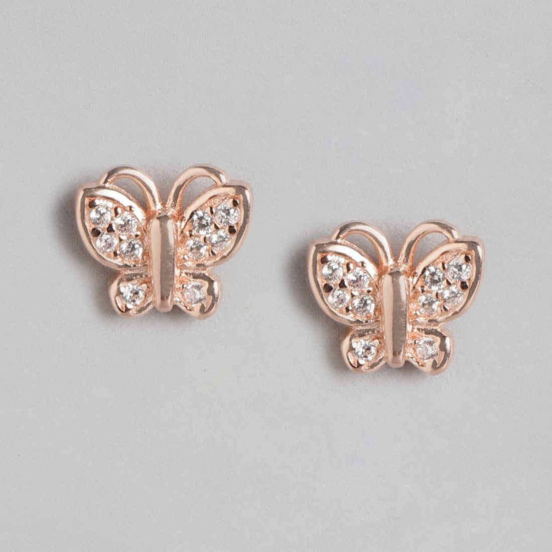 Butterfly Dreams Rose Gold-Plated CZ 925 Sterling Silver Earrings