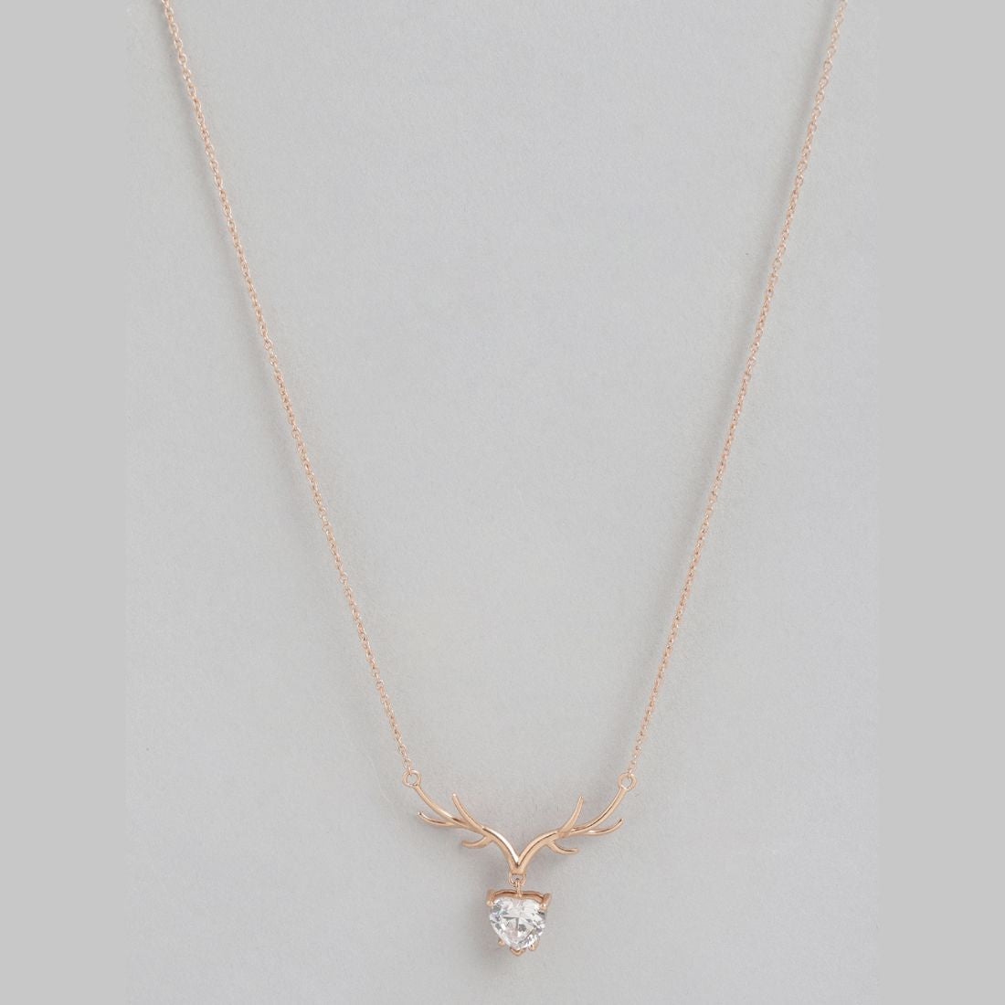 Mystique Deer Rose Gold Plated  925 Sterling Silver Necklace with Cubic Zirconia