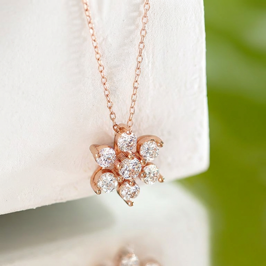 Nakshatra Rose Gold Plated 925 Sterling Silver Necklace with Link Chain
