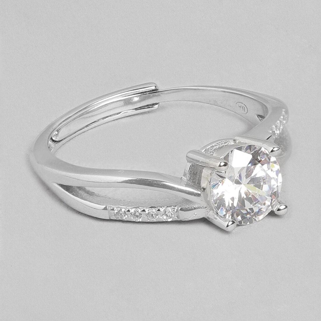 Twisted Solitaire 925 Silver Ring (Adjustable)