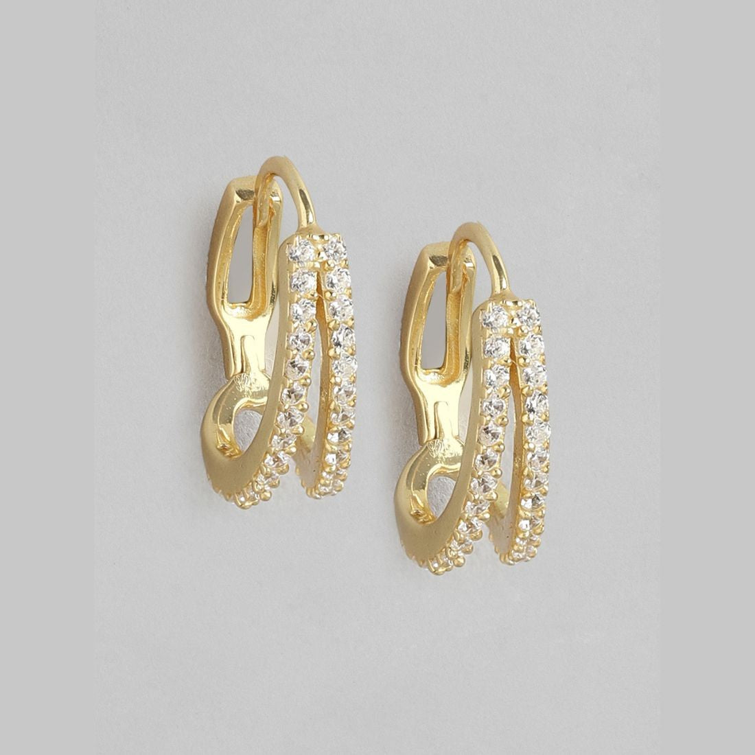 Golden Loops Classic 925 Sterling Silver Hoop Earrings with Gold Plating