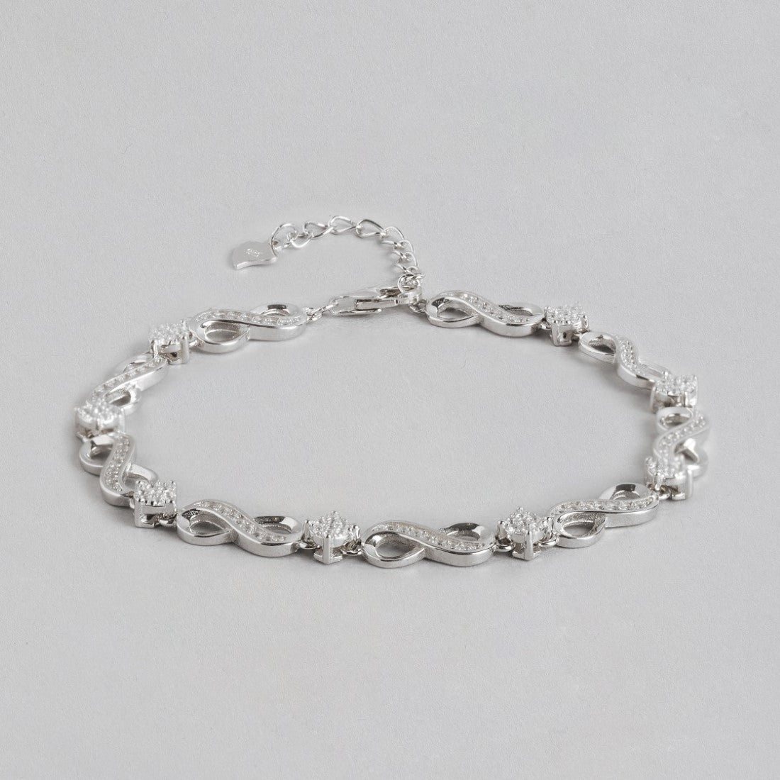 Infinite Brilliance CZ-Studded Rhodium-Plated 925 Sterling Silver Bracelet