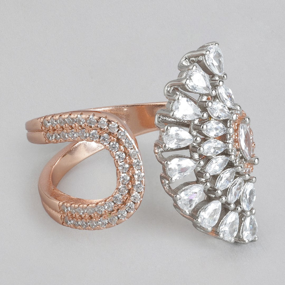 Cubic Zirconia Contemporary Rose Gold Plated 925 Sterling Silver Ring