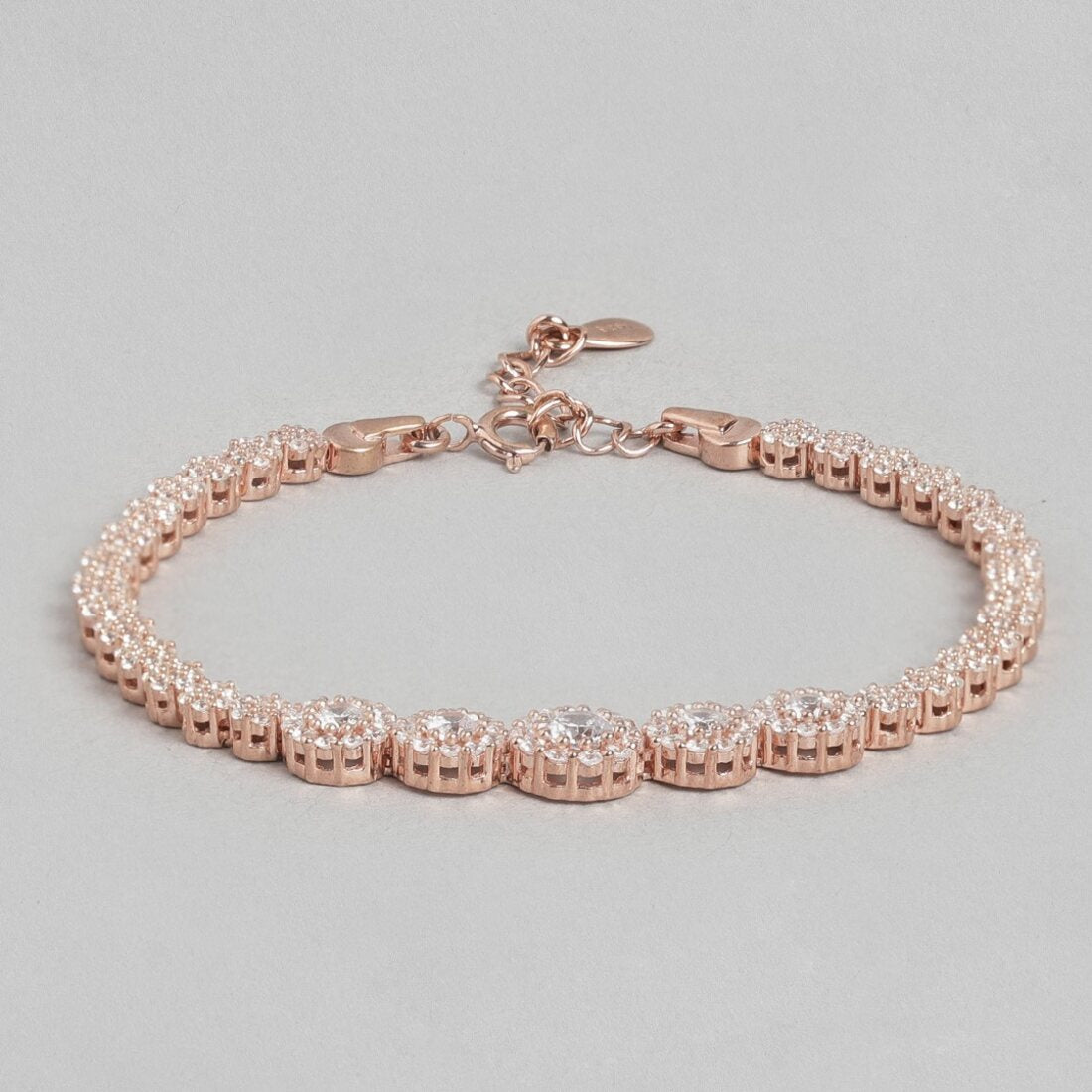 Blooming Grace Rose Gold Plated Bracelet with White Cubic Zirconia